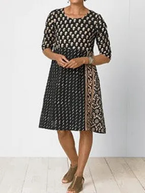 Sustainable Cotton Woven Black Dress A-Line Dress