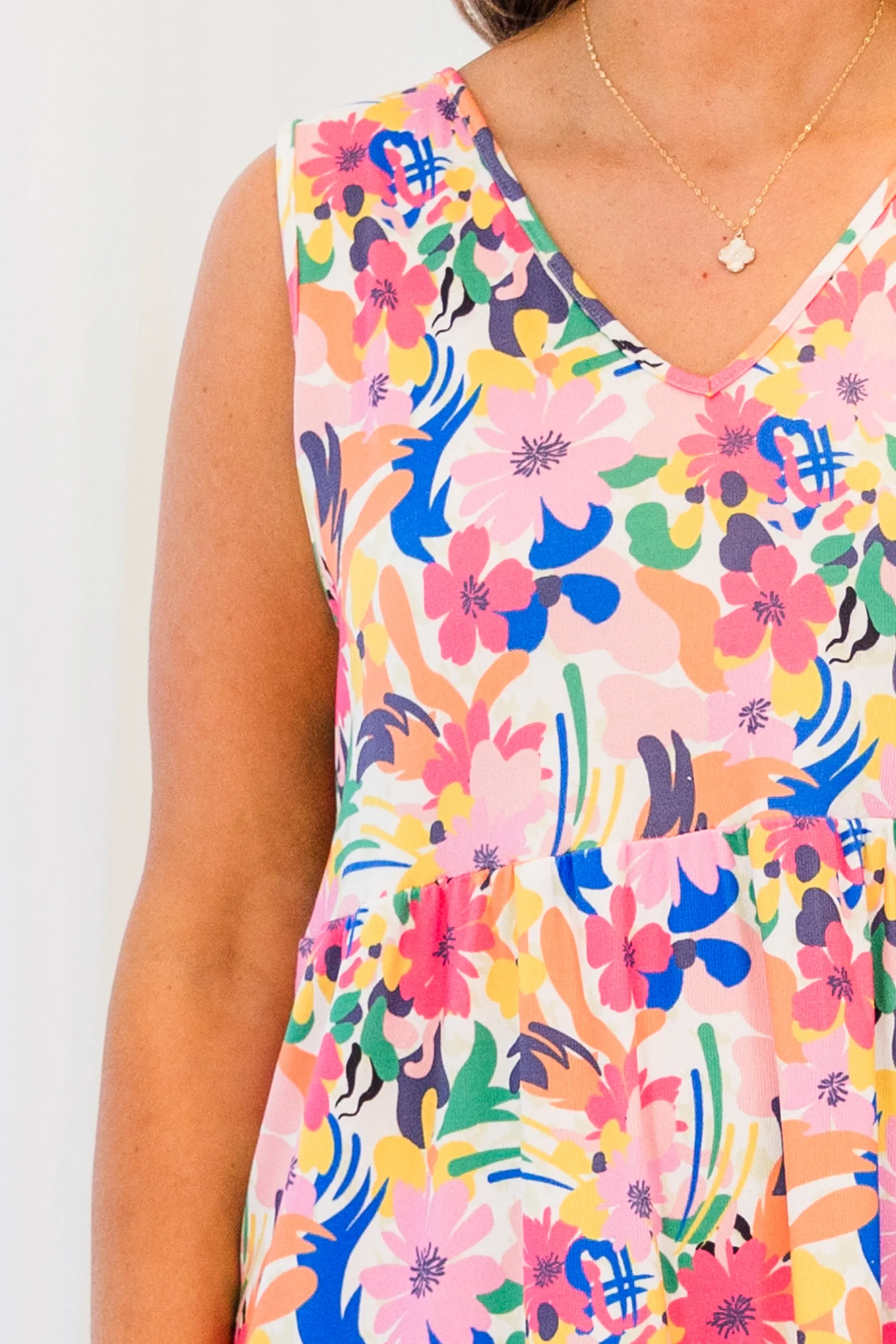 Sweet Peony Midi Dress, Ivory Multi