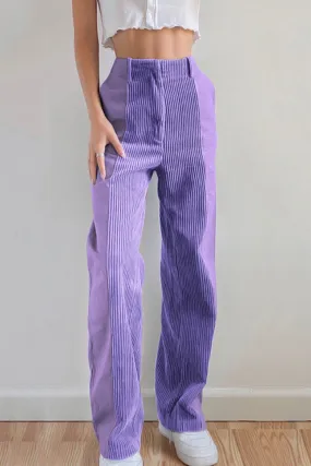 TastyHottie - High Waist Corduroy Patchwork Long Pants