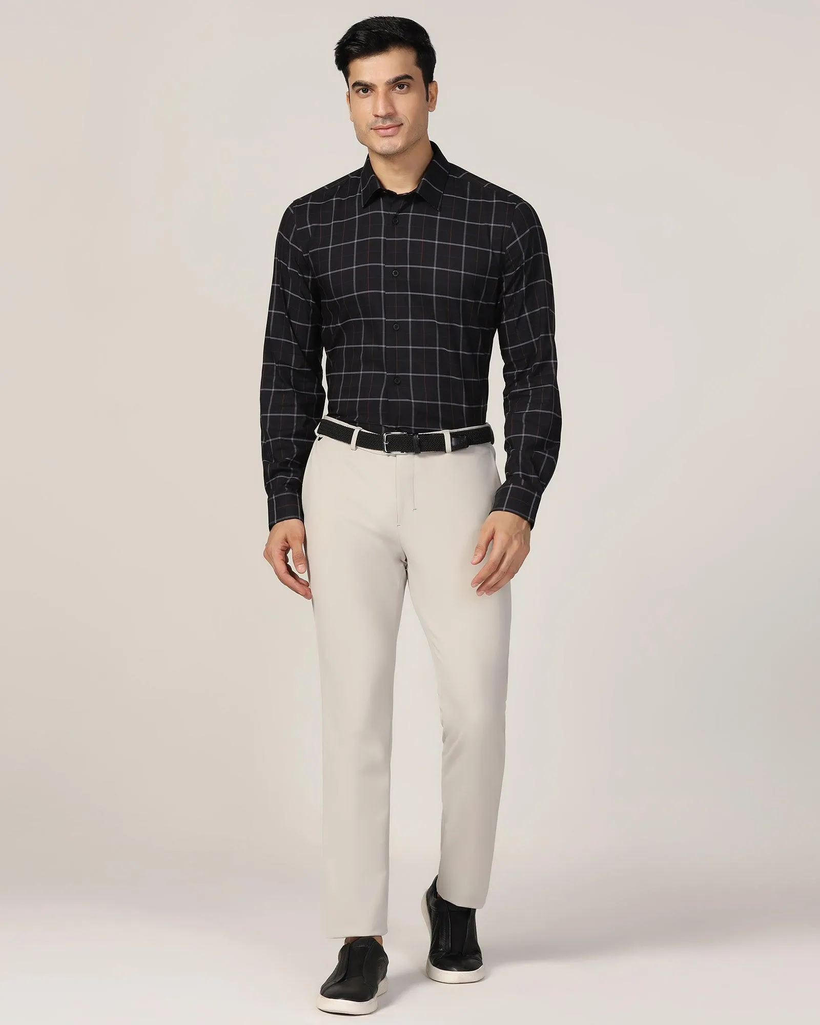 TechPro Formal Black Check Shirt - Pulse