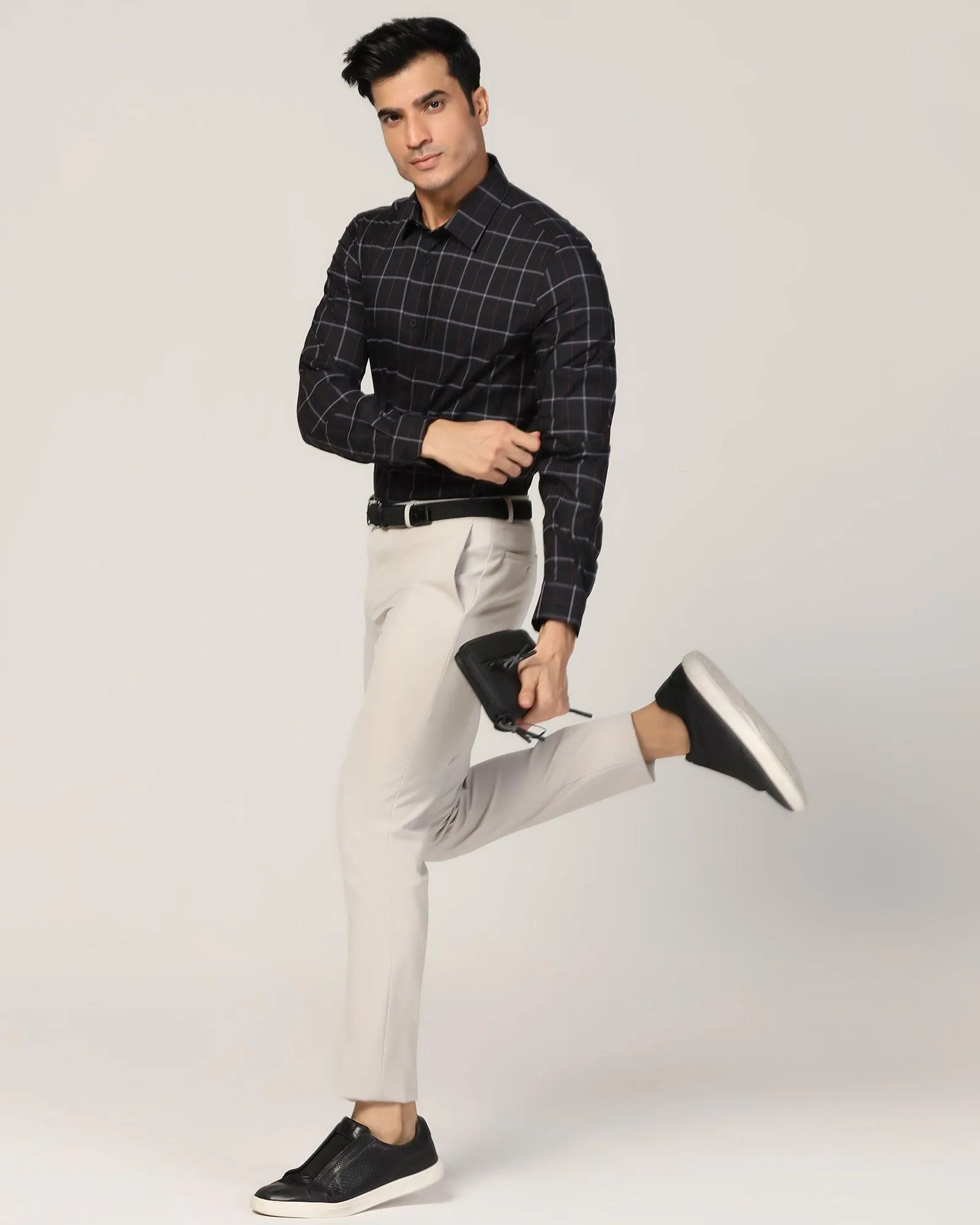 TechPro Formal Black Check Shirt - Pulse