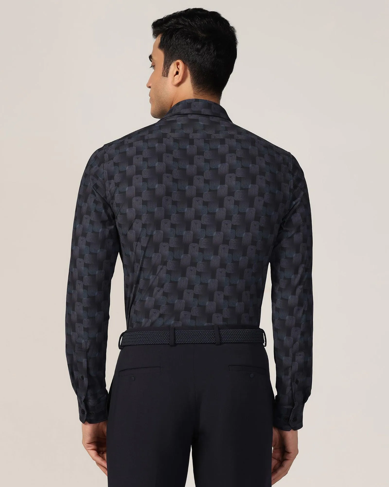 TechPro Formal Black Printed Shirt - Tidal