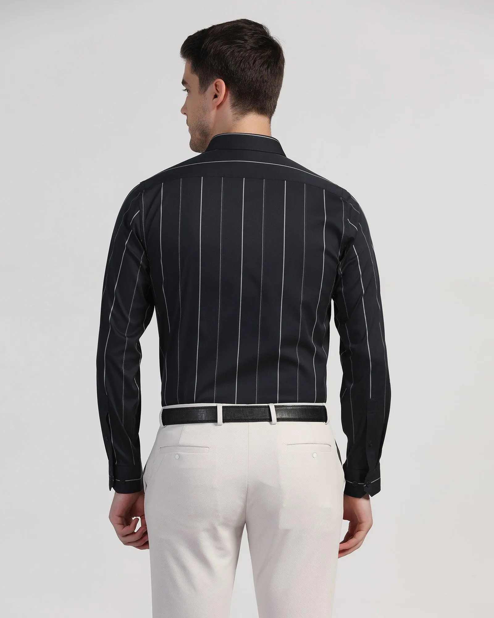 TechPro Formal Black Stripe Shirt - Saget