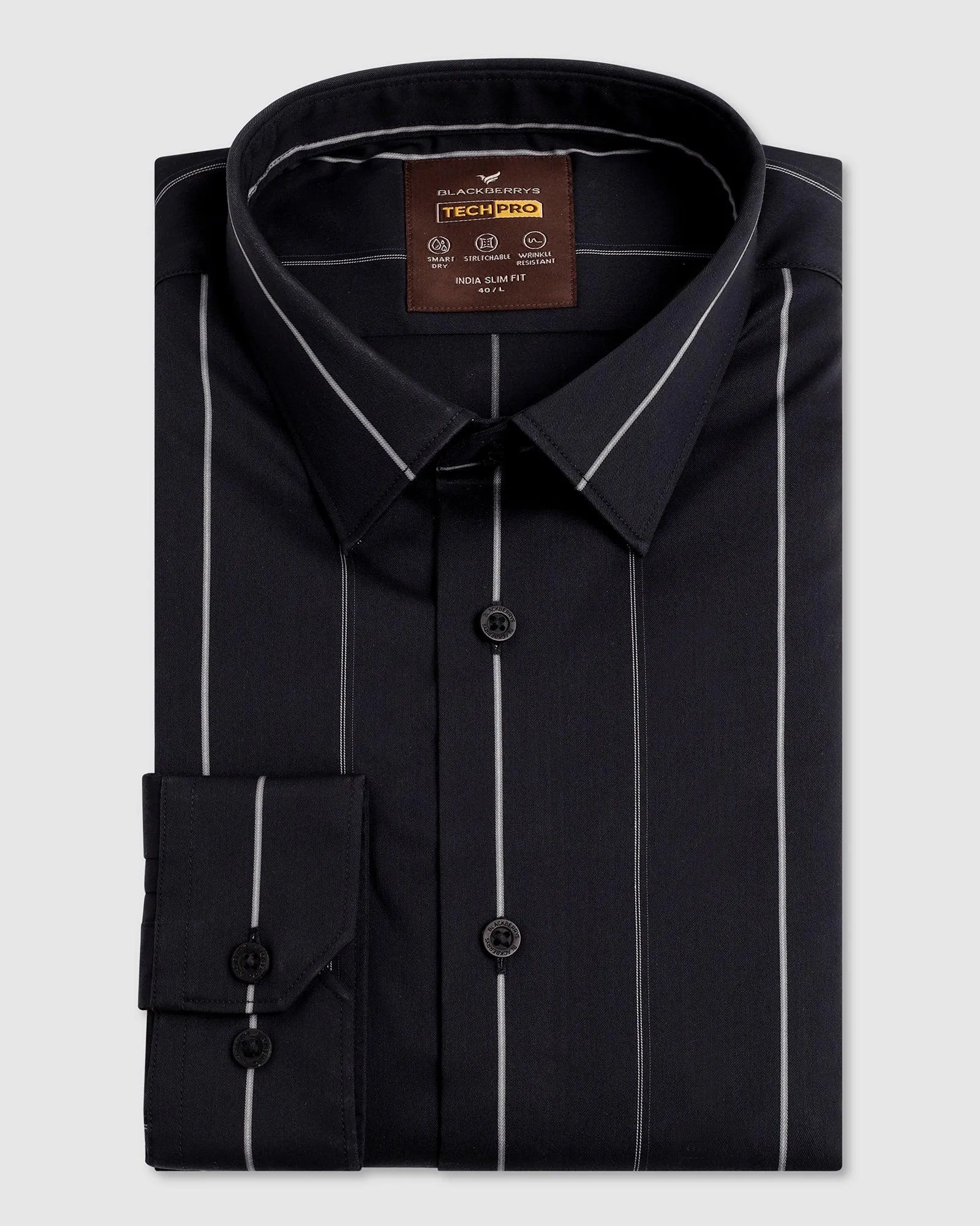 TechPro Formal Black Stripe Shirt - Saget