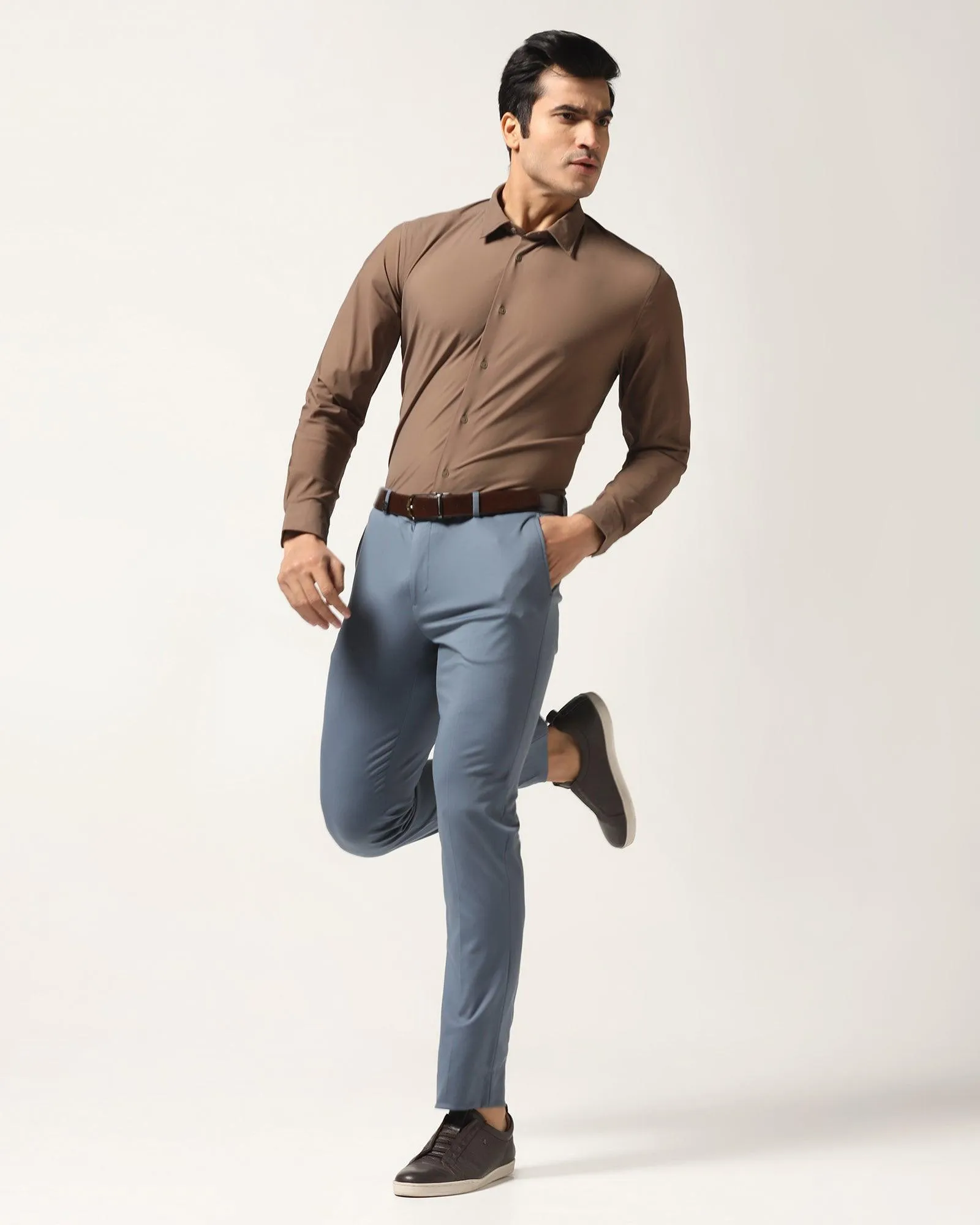 TechPro Formal Brown Textured Shirt - Mello