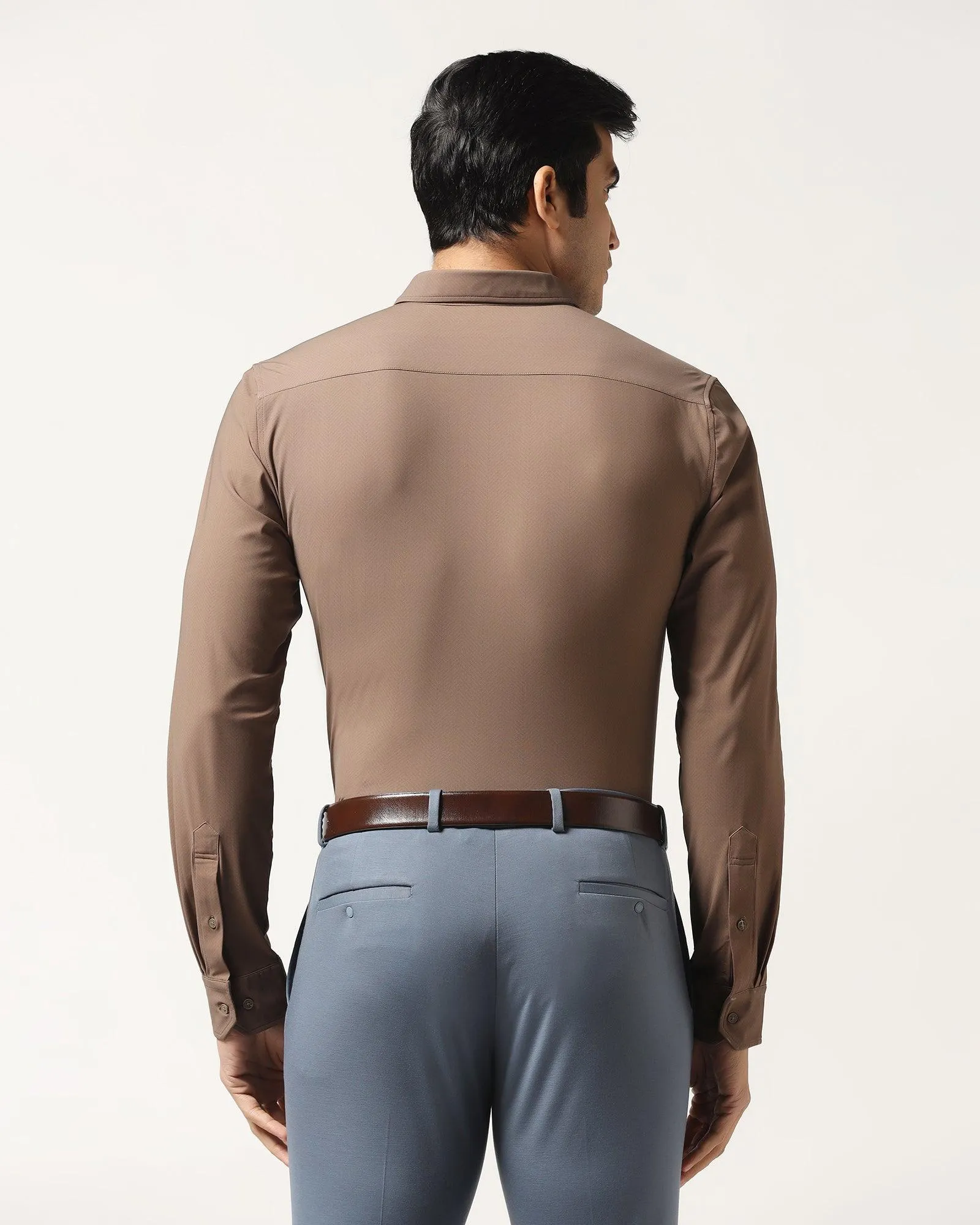 TechPro Formal Brown Textured Shirt - Mello