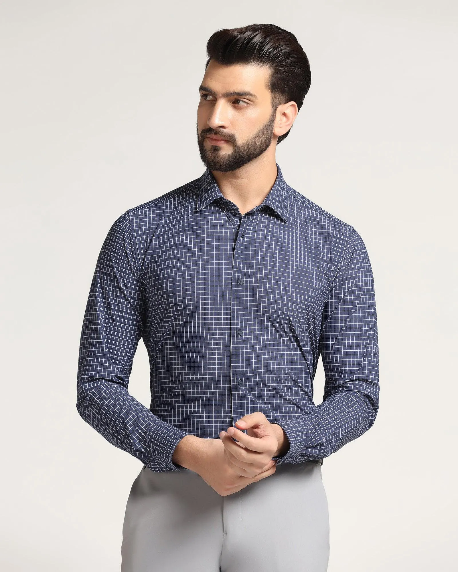 TechPro Formal Navy Check Shirt - Sinq