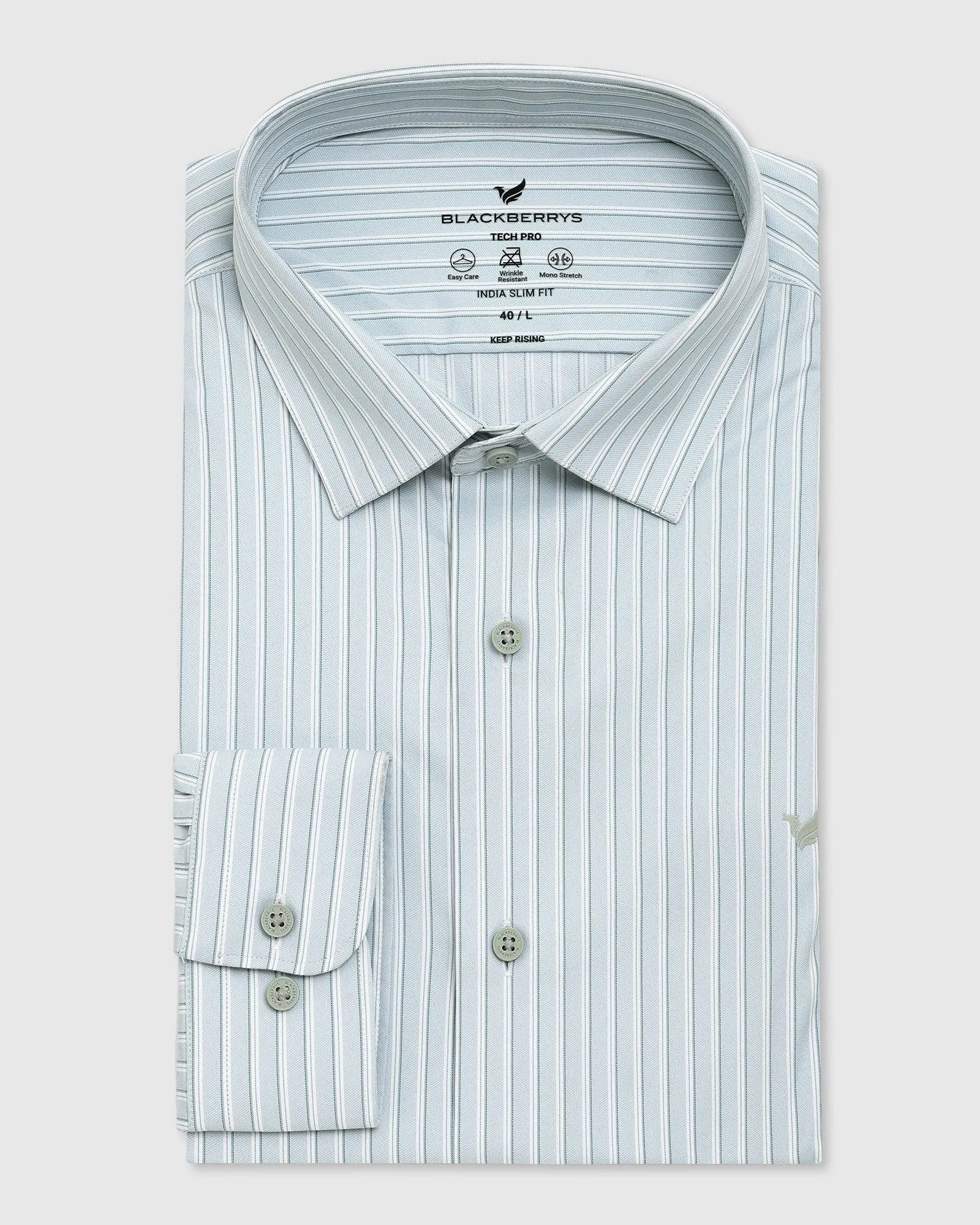 TechPro Formal Sage Green Striped Shirt - Underwood