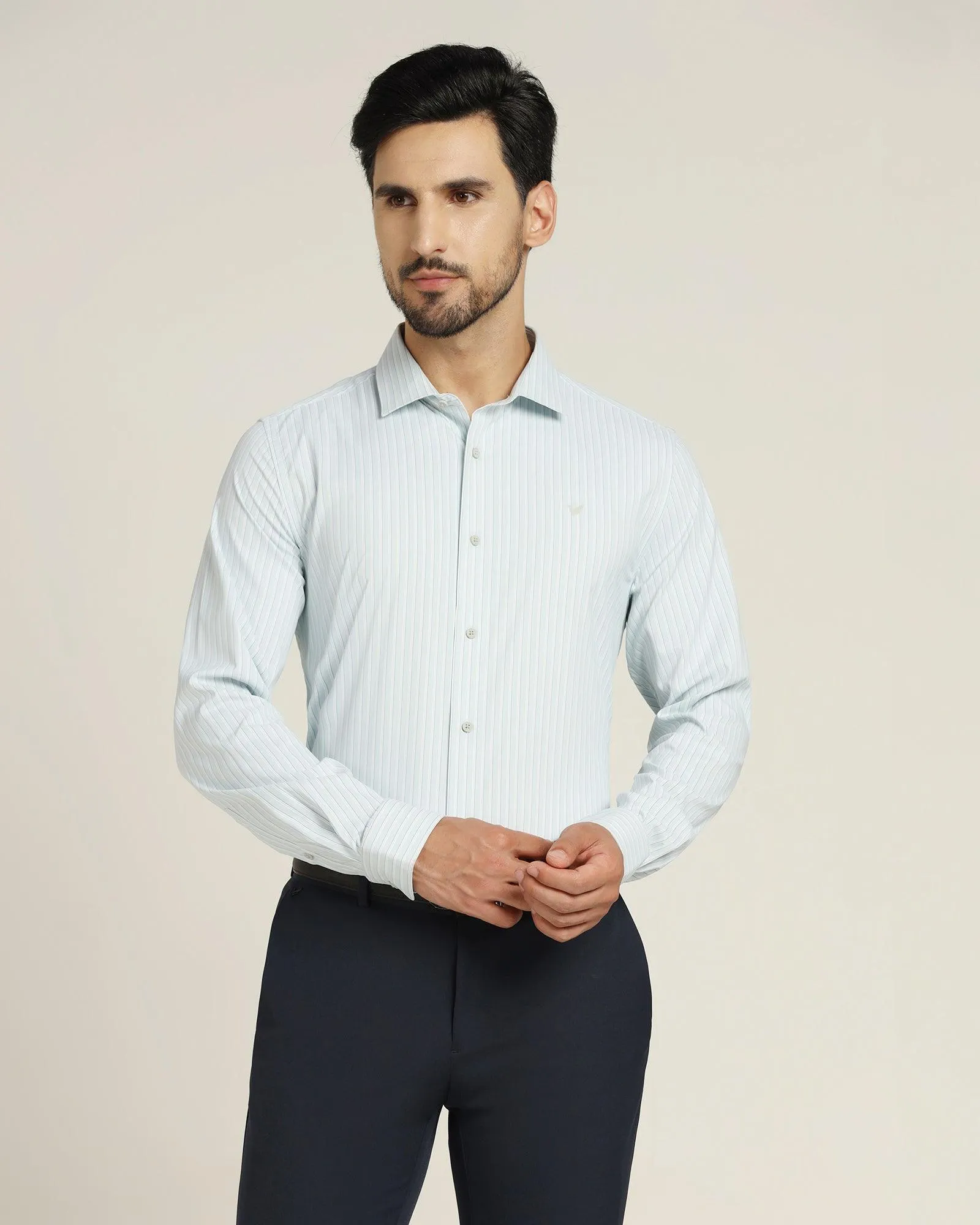 TechPro Formal Sage Green Striped Shirt - Underwood