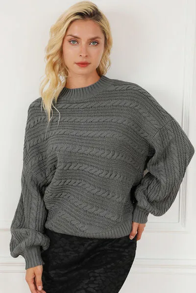 TEEK - Cable-Knit Dropped Shoulder Sweater