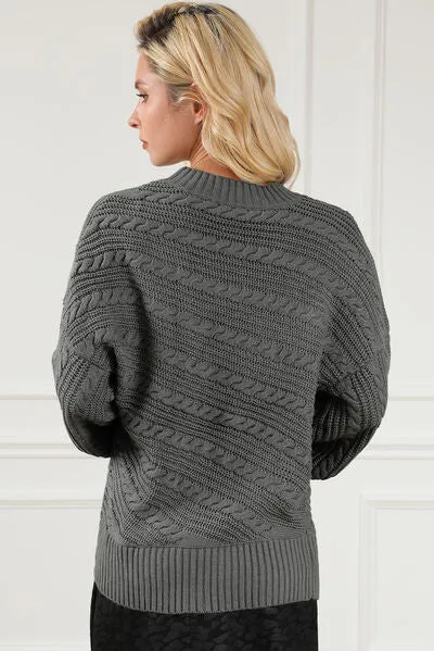 TEEK - Cable-Knit Dropped Shoulder Sweater