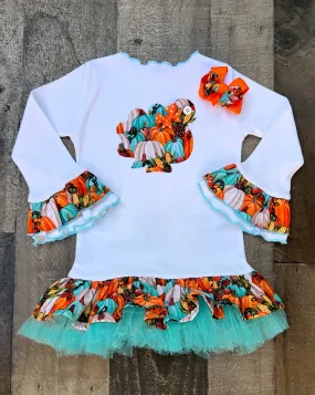 Thanksgiving Turkey Ruffled Top & Hair Bow