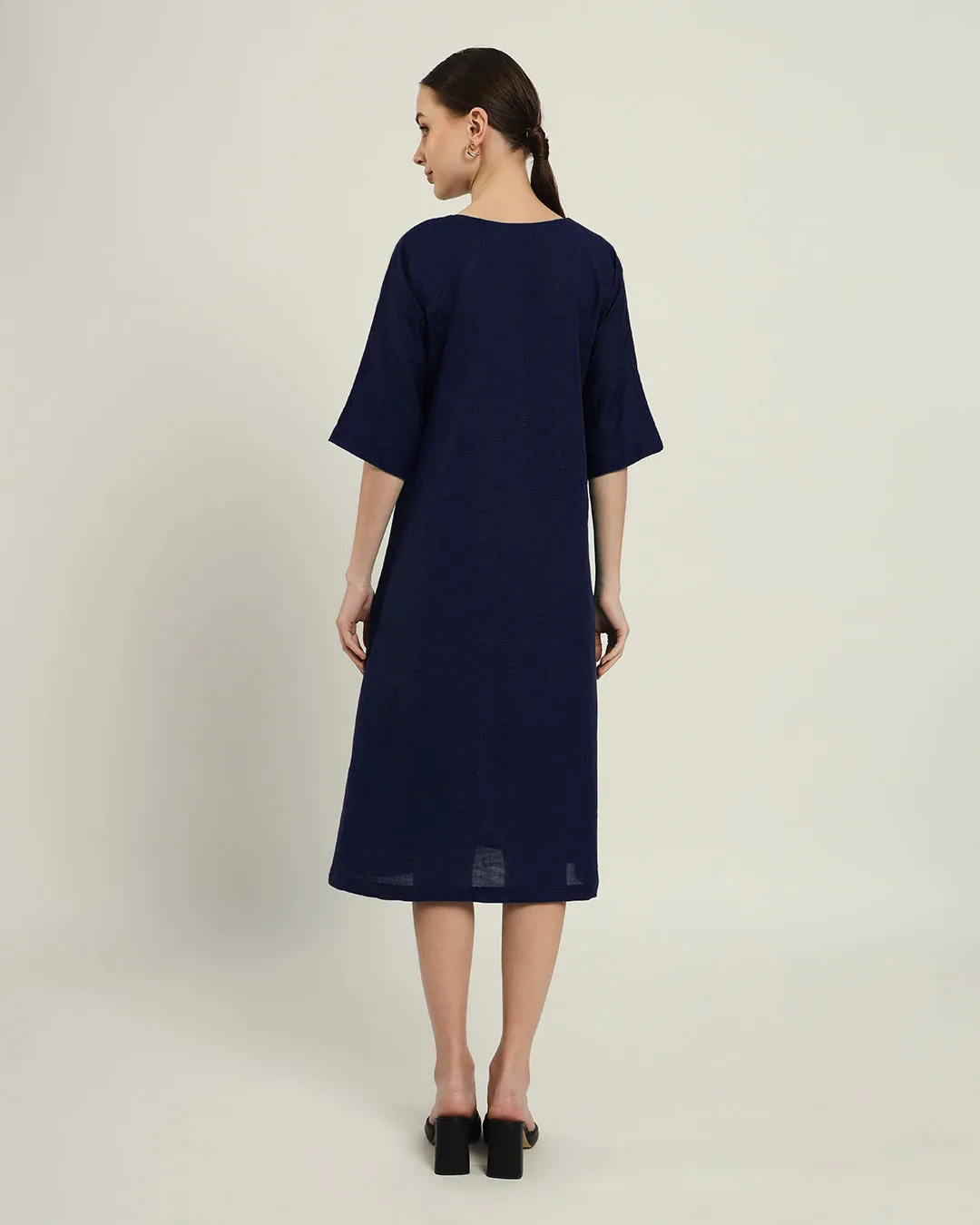 The Mildura Daisy Midnight Blue Linen Dress