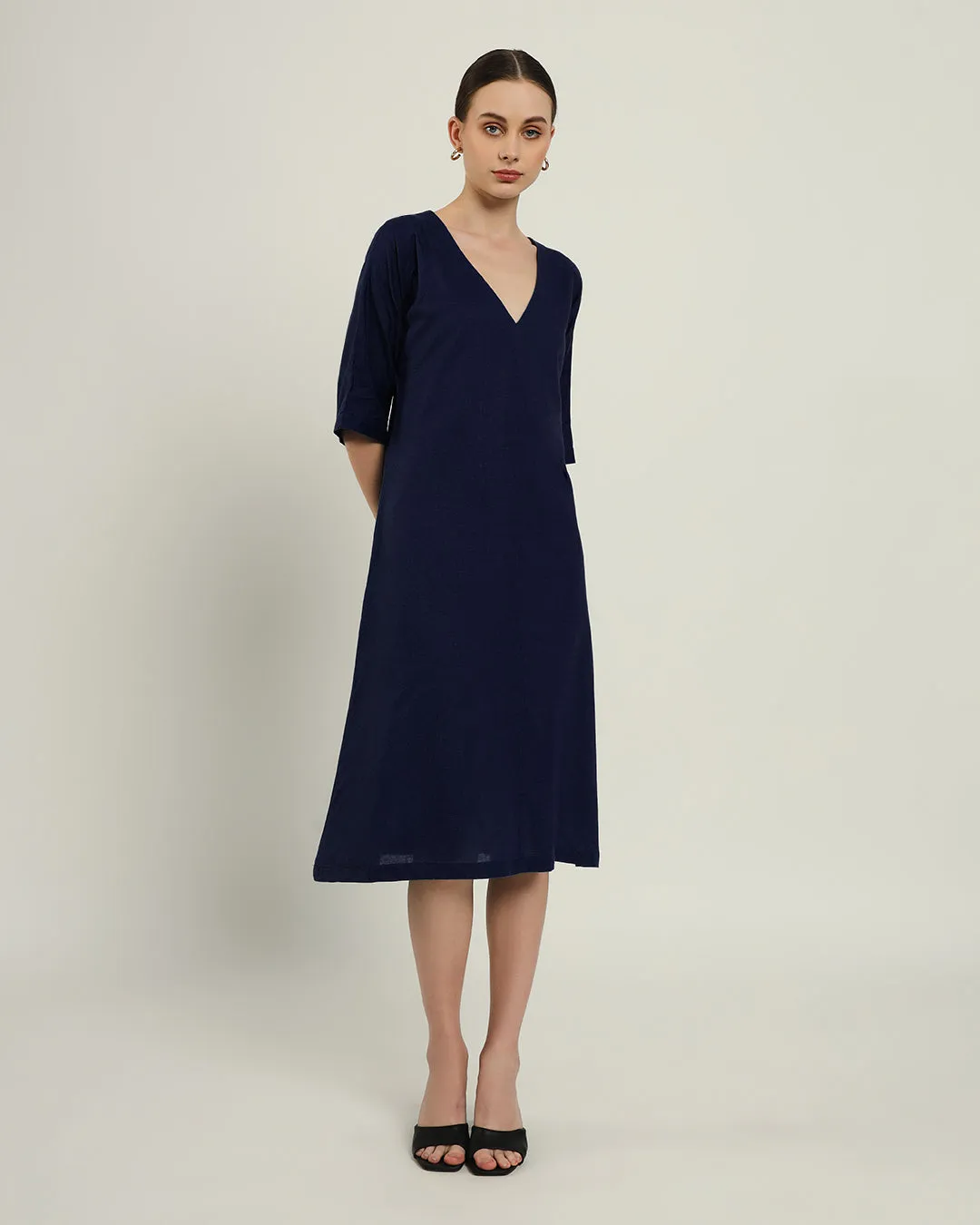 The Mildura Daisy Midnight Blue Linen Dress