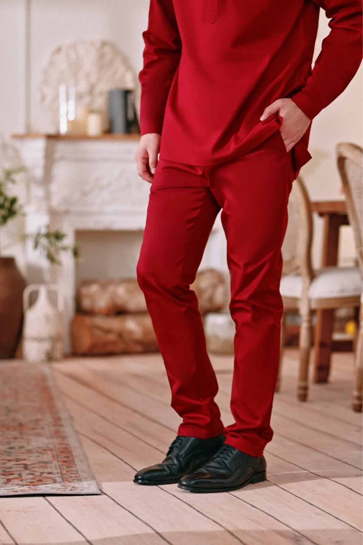 The Perfect Men Slim Fit Pants - Maroon