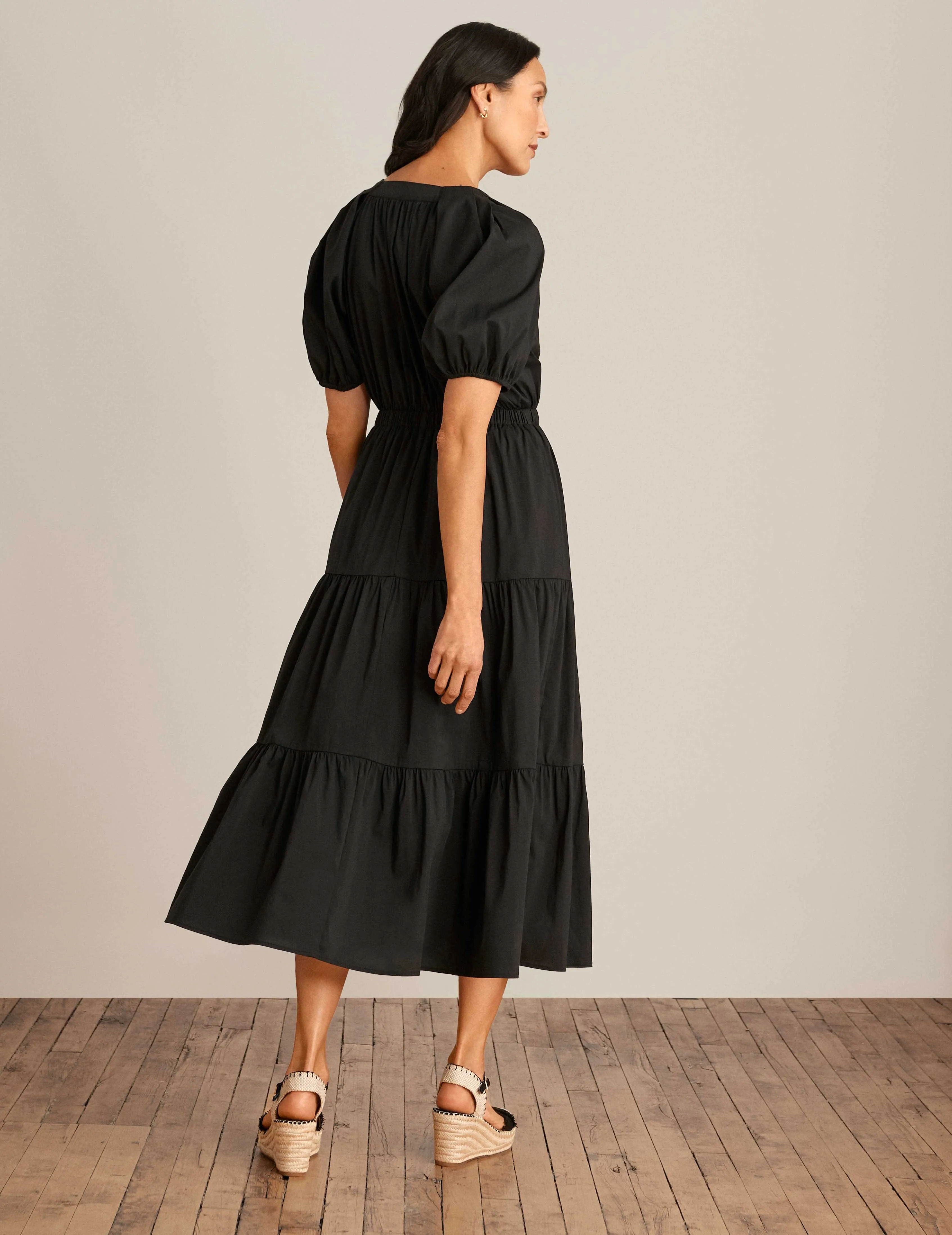 Tiered Puff Sleeve Midi Dress - Sale