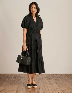 Tiered Puff Sleeve Midi Dress - Sale