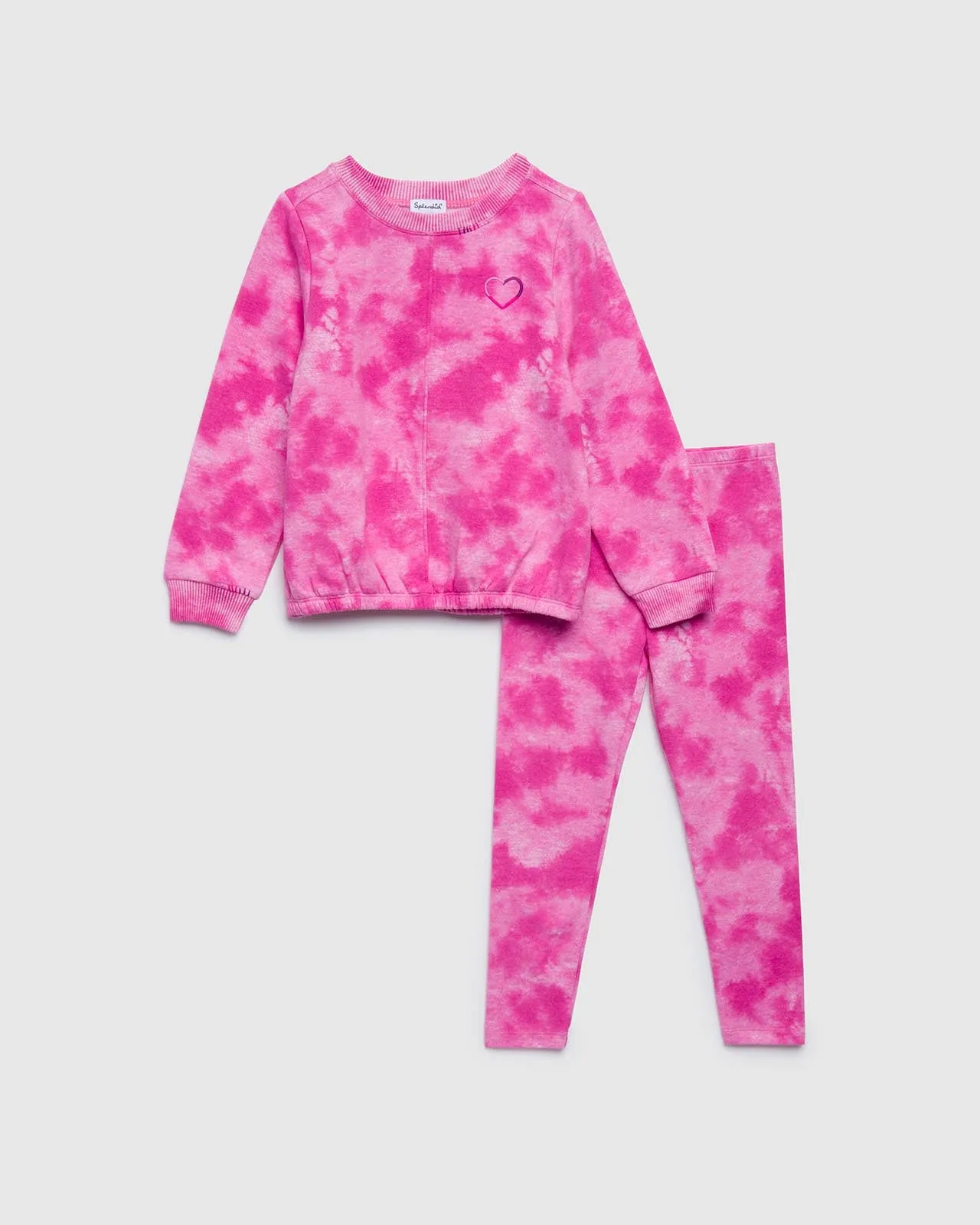 Toddler Girls Fuchsia Tie Dye Sweatshirt Set