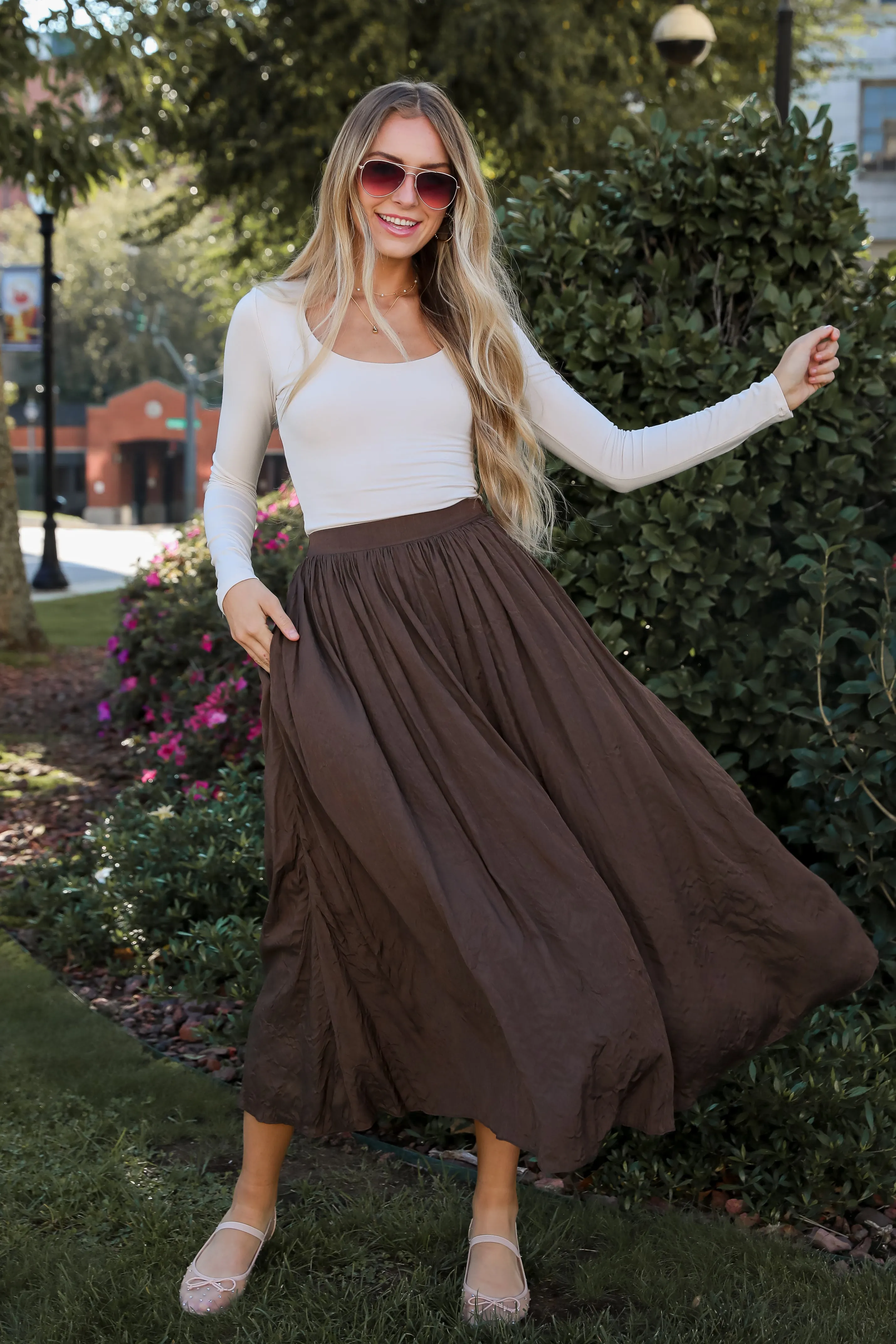 Truly Profound Brown Maxi Skirt