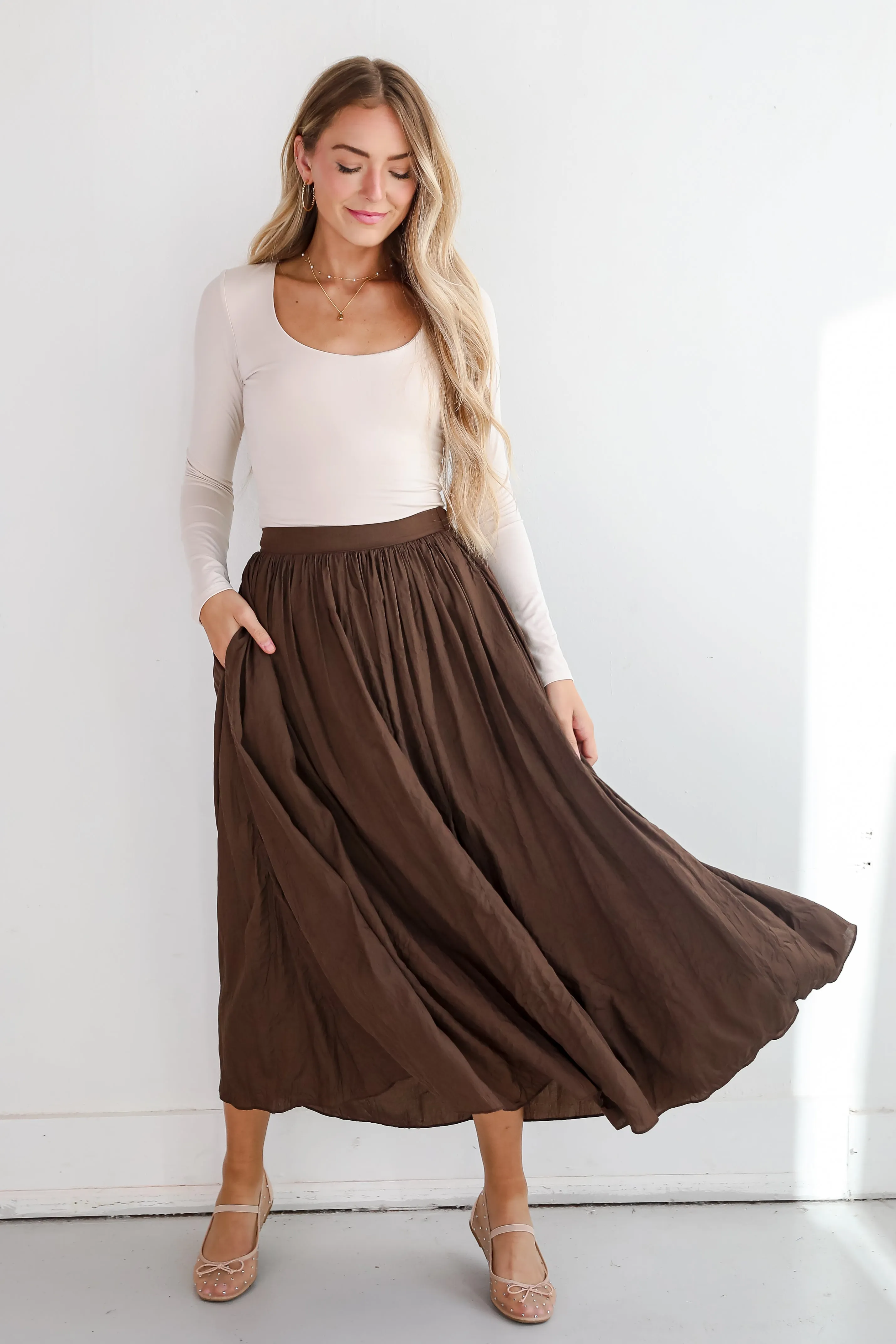 Truly Profound Brown Maxi Skirt