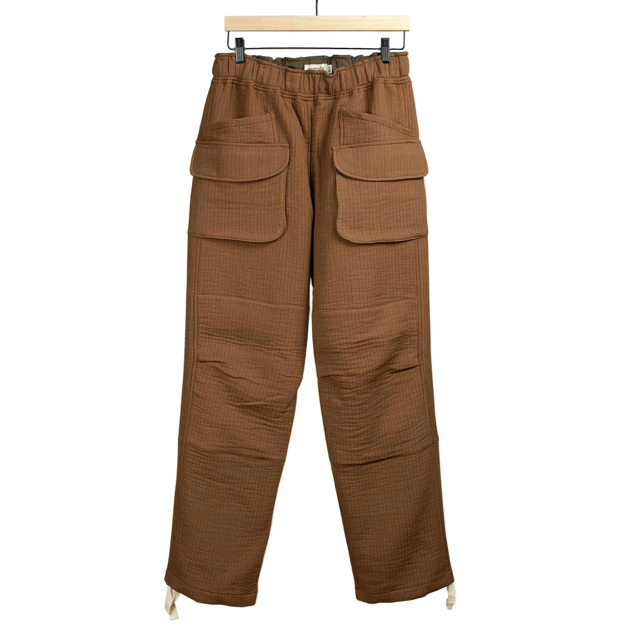 Tundra trousers in brown double weave quilted cotton