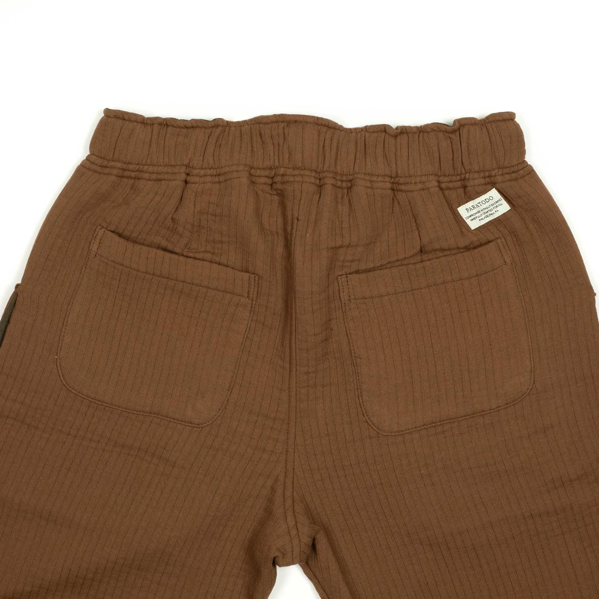 Tundra trousers in brown double weave quilted cotton