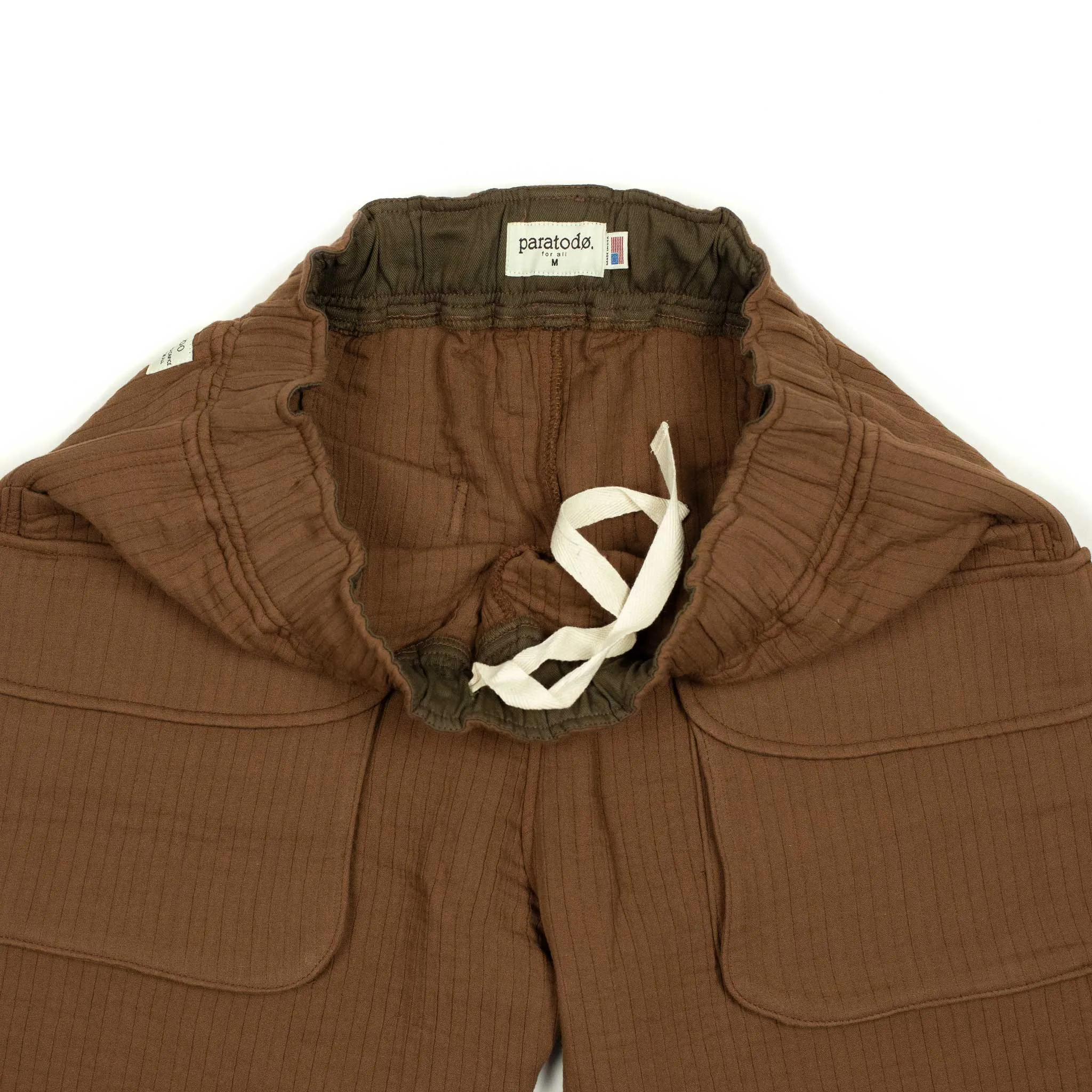 Tundra trousers in brown double weave quilted cotton