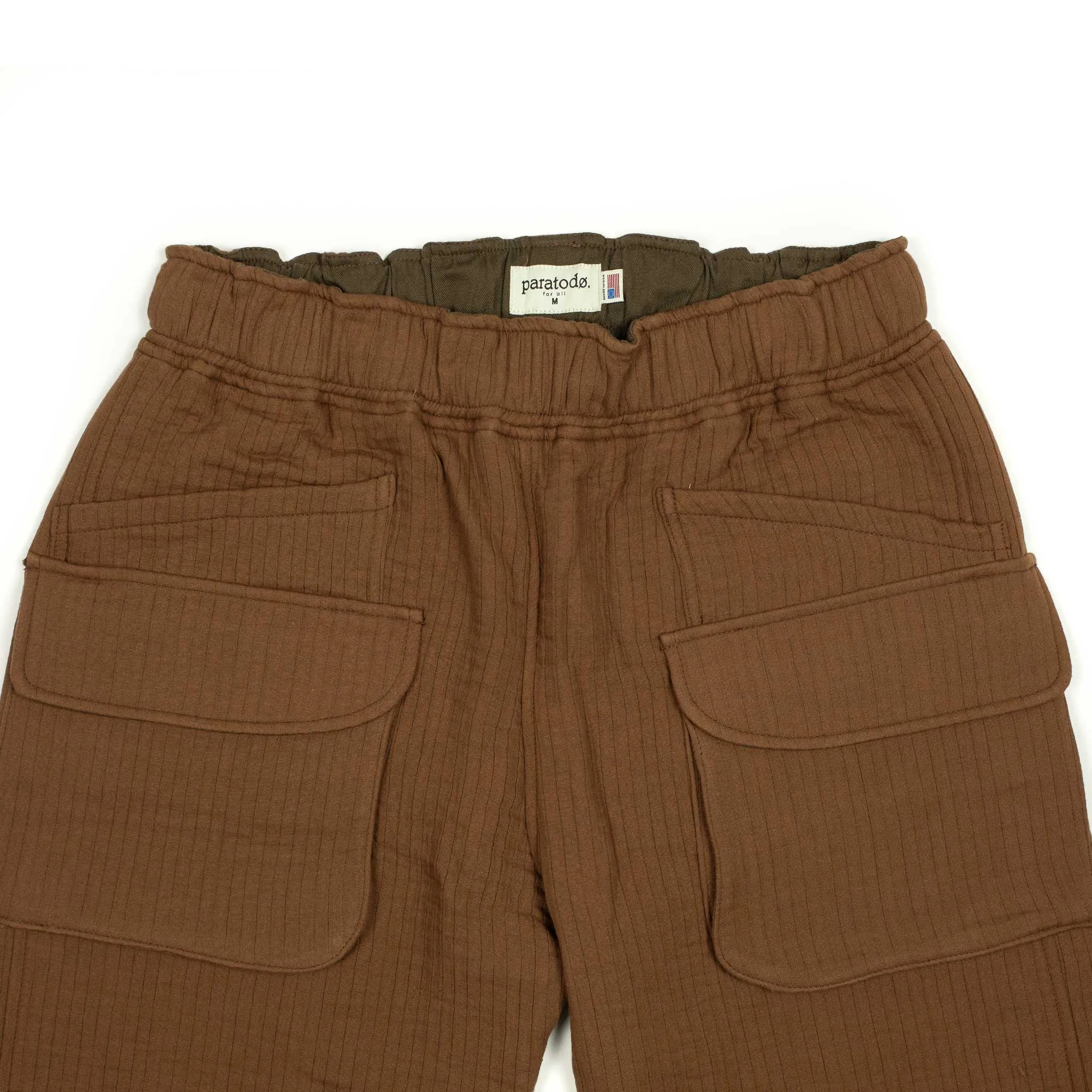 Tundra trousers in brown double weave quilted cotton