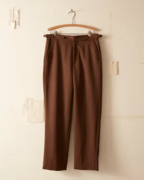 Twill Side Buckle Trousers - Brown