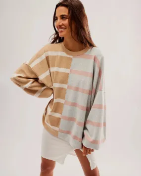 Uptown Stripe Jumper in Camel Grey