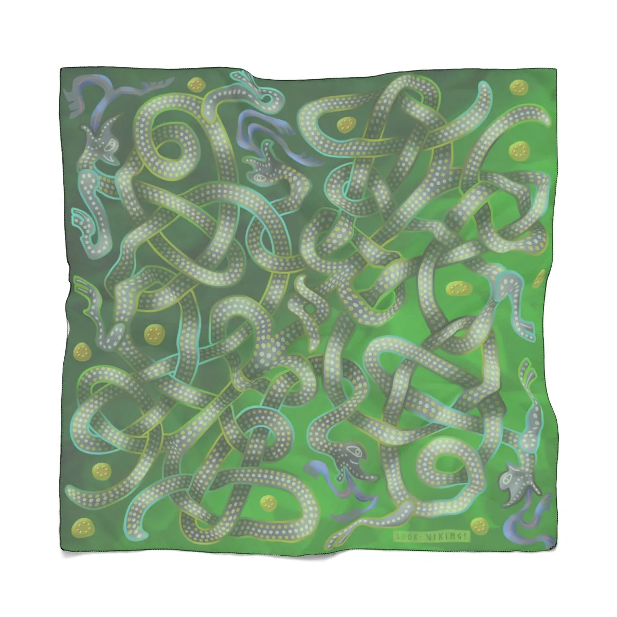 Viking Summer Green Grey Jellinge 1 Transparent Poly Scarf (2 Sizes-2 fabrics)