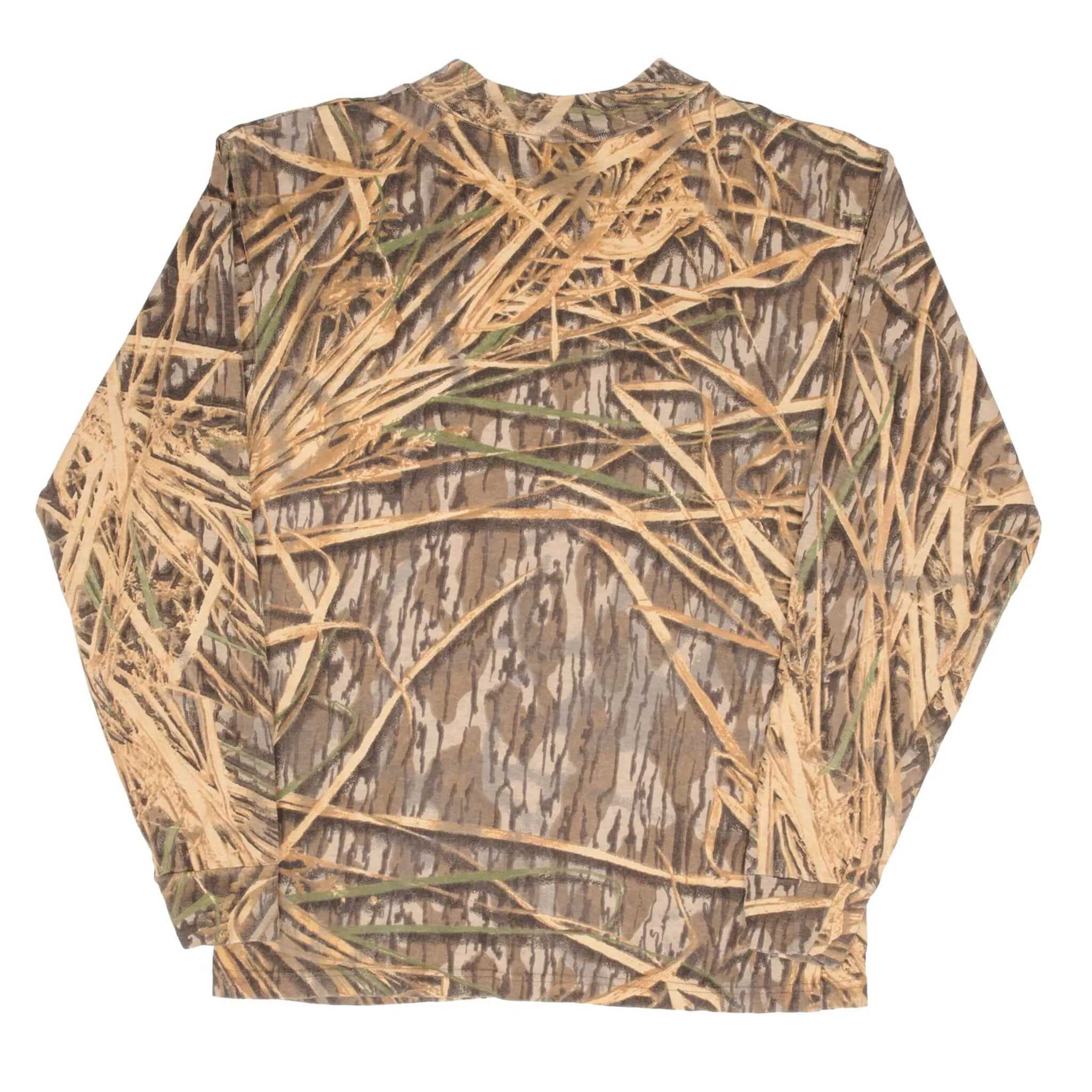 VINTAGE HUNTING MOSSY OAK SHADOW GRASS CAMO LONG SLEEVE TEE SHIRT MEDIUM