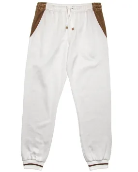 White Corduroy Trimmed Sweatpant