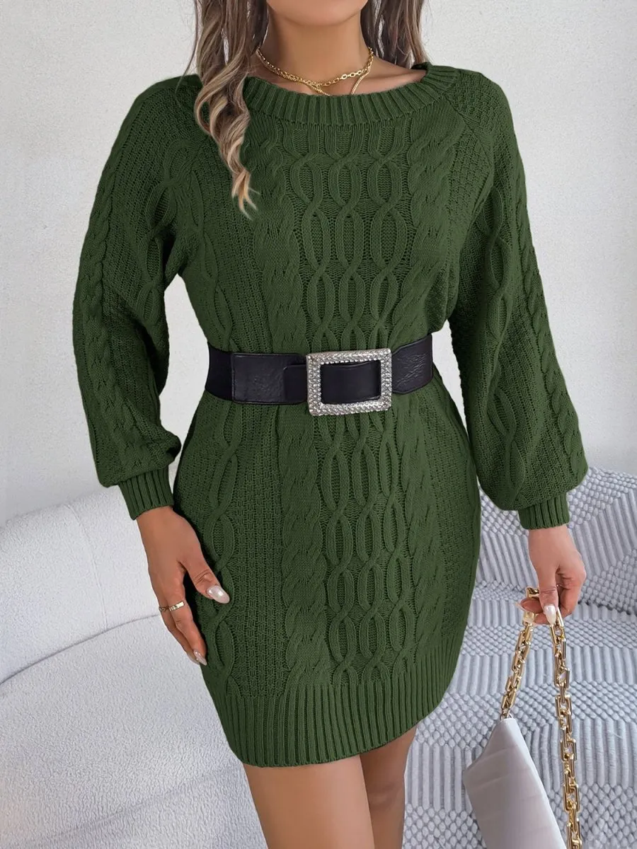 Winter Bliss Cable Knit Sweater Dress