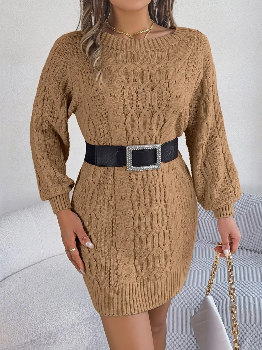 Winter Bliss Cable Knit Sweater Dress