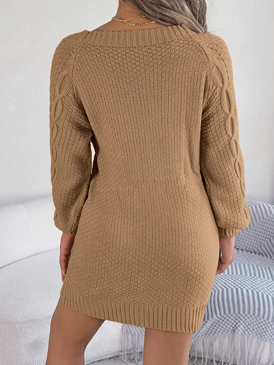 Winter Bliss Cable Knit Sweater Dress