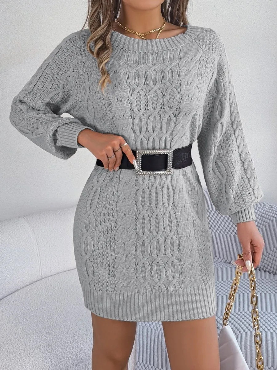 Winter Bliss Cable Knit Sweater Dress