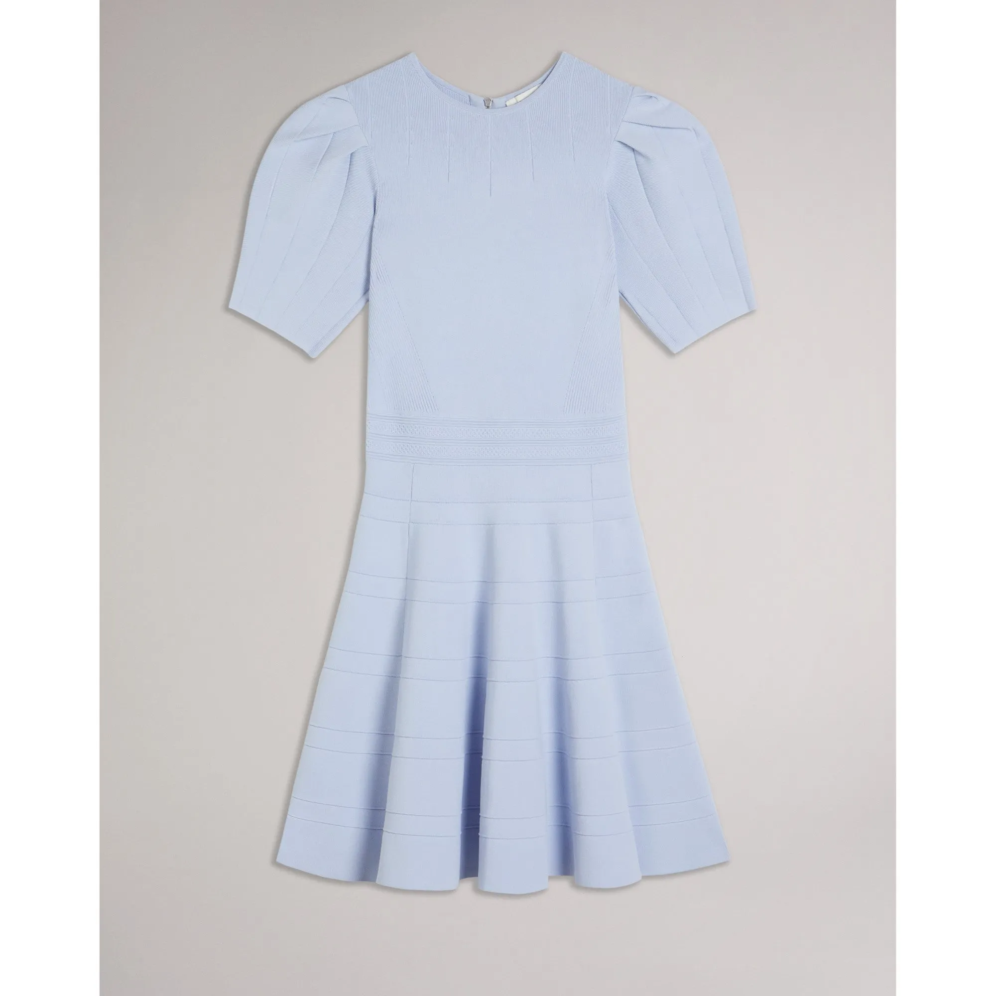 Women Wmd-Velvey-Puff Sleeve Dress With Engineered Skirt - Baby-Blue