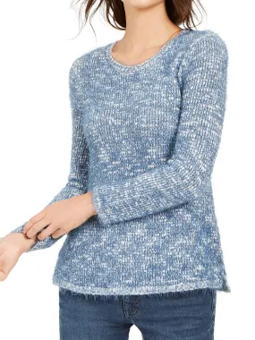 Women's Eyelash knit Sweater,Blue