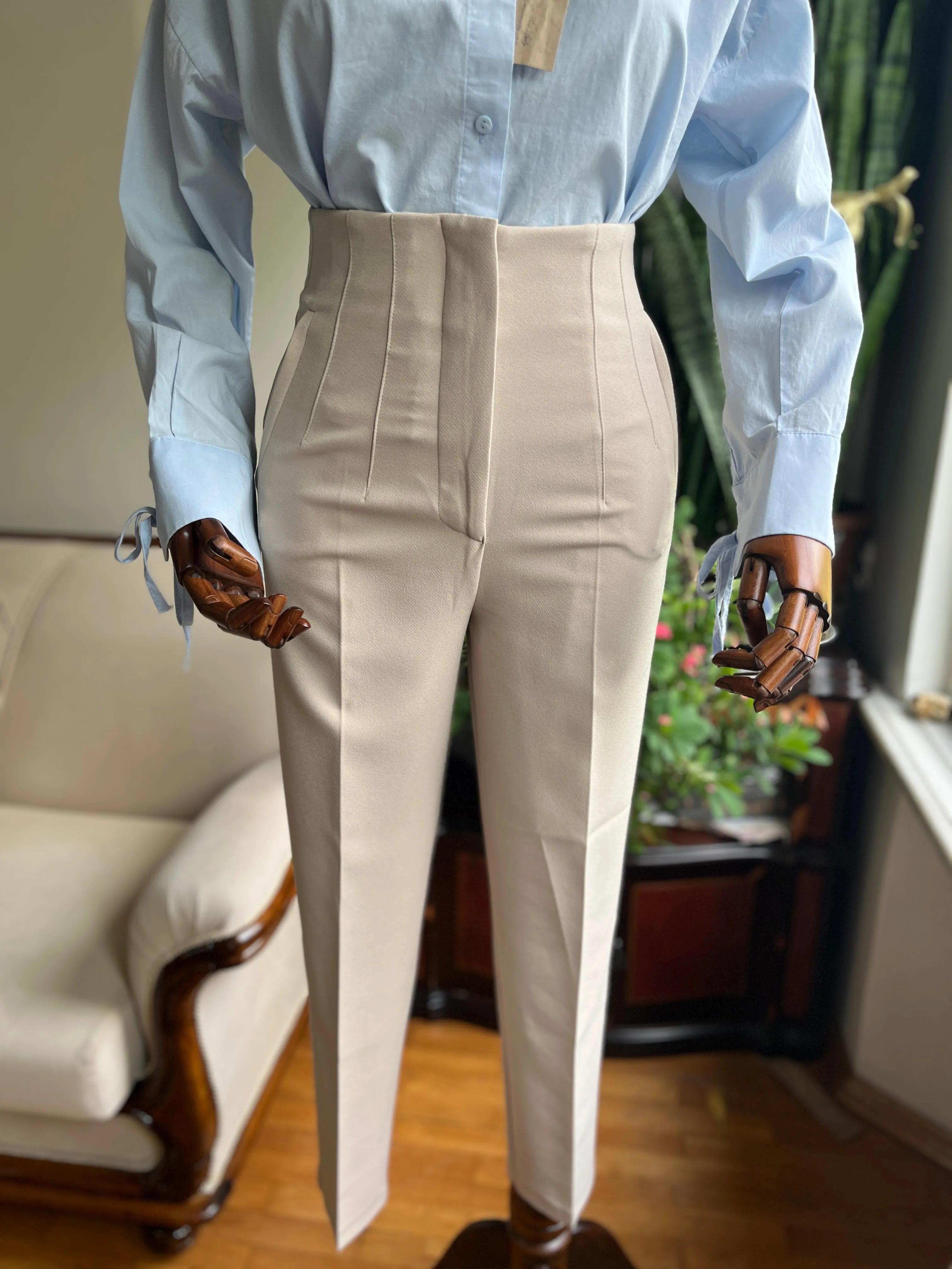 Women's Premium Carrot Cut Pants, Pleated Trousers with Full Molded Waist Contouring, for Women, Womens Pants Suit, High Rise Trousers