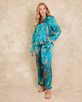 Womens Satin Traditional Pyjamas Neon Cowboy