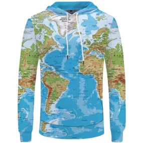 World Map Hoodie Men Earth Hoody Anime Funny Hoodie Print Blue 3d Printed Unisex Funny Men women Autumn Pocket Sexy