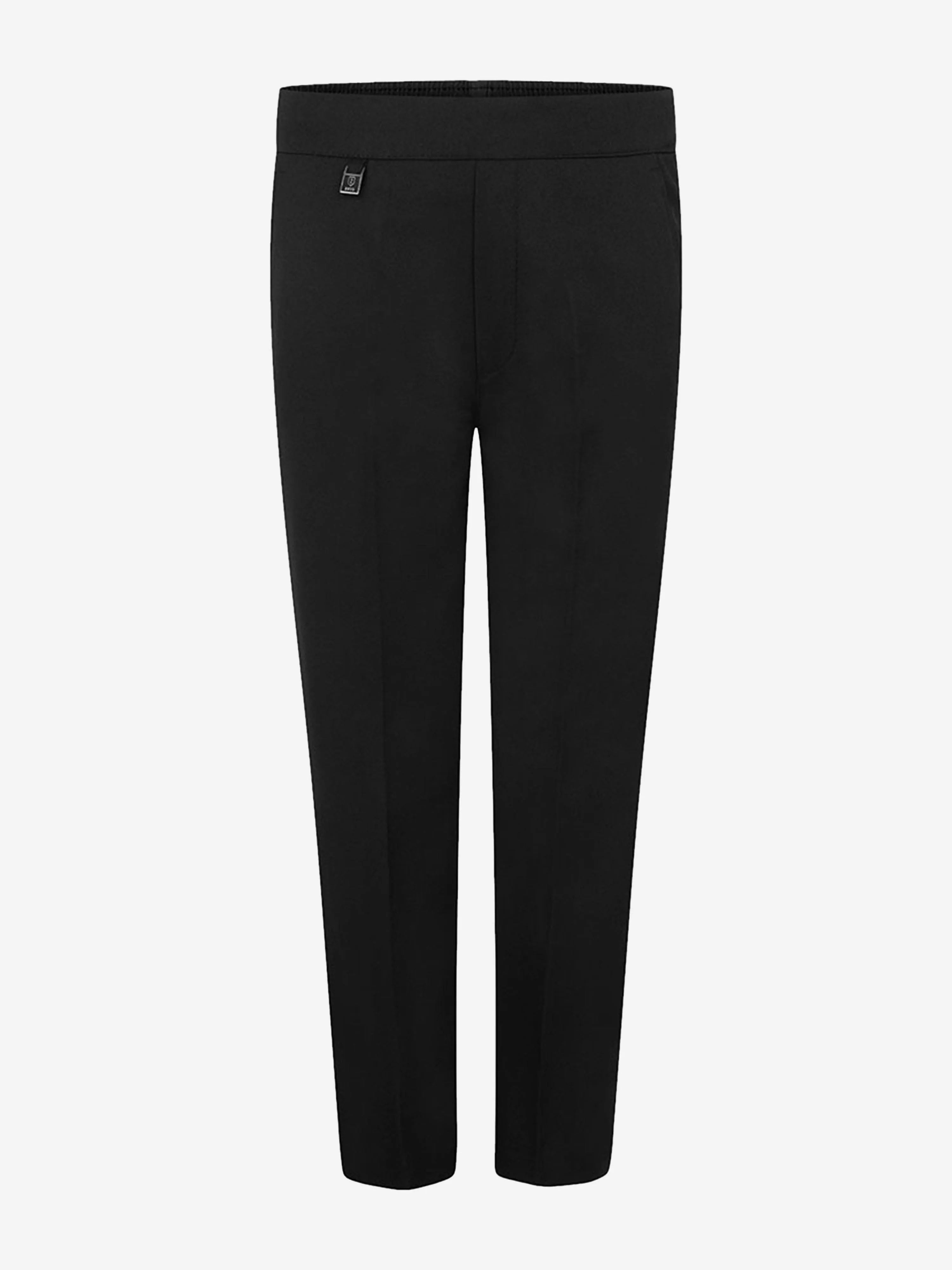 Zeco Boys School Elastic Back Pull-Up Slim Fit Trousers in Black