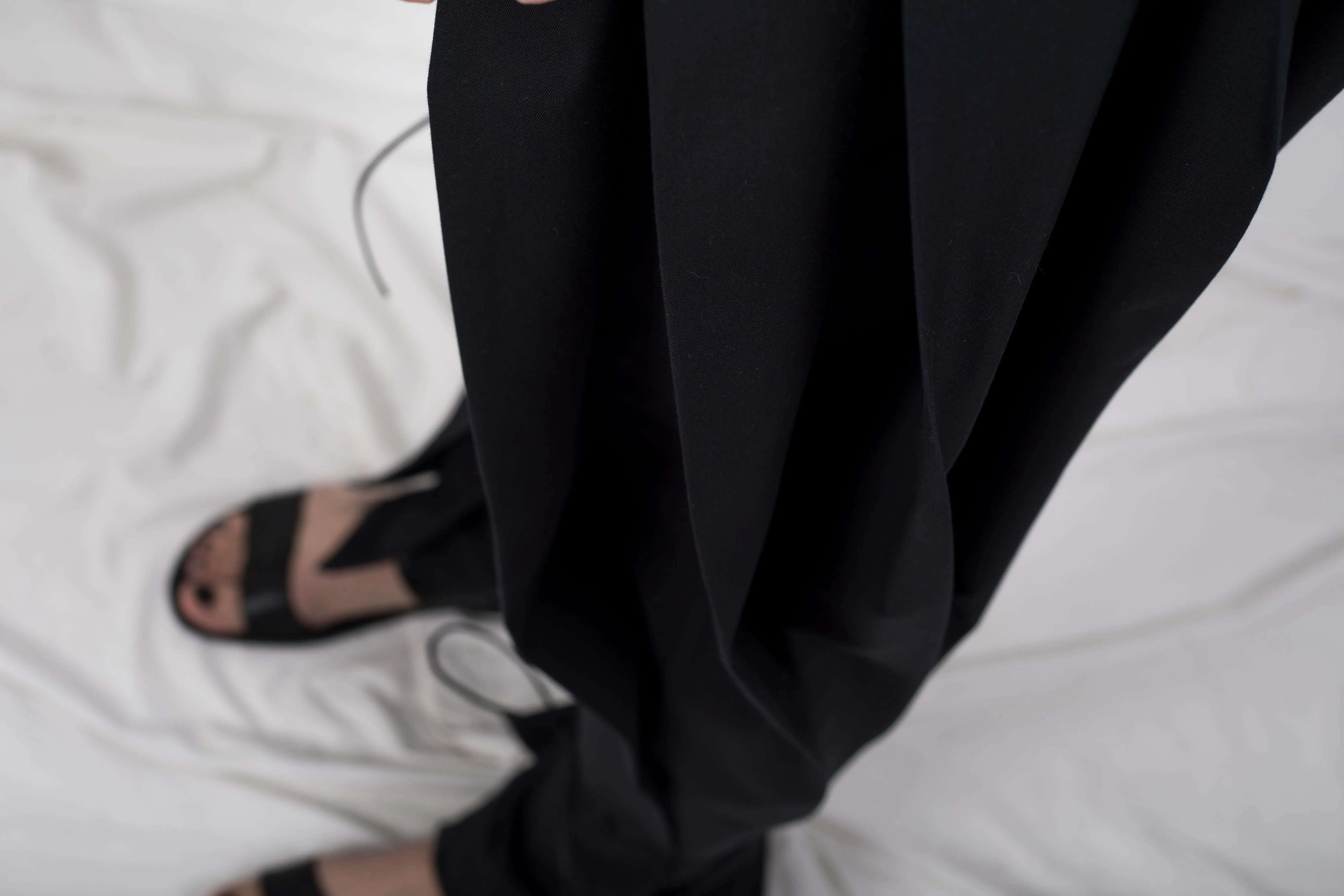 Zero waste pleated twill trousers