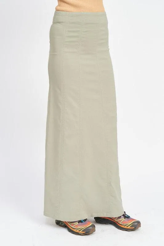 Zipper Up High Rise Maxi Skirt