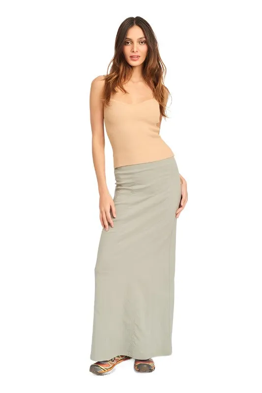 Zipper Up High Rise Maxi Skirt